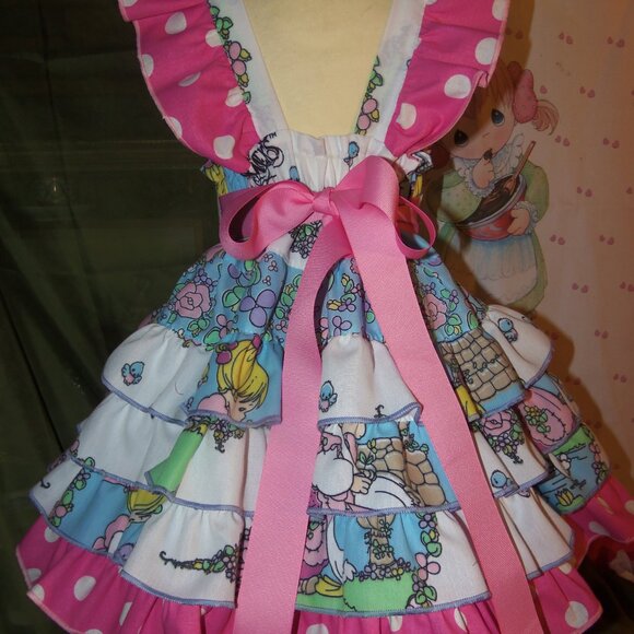 Precious Moment New Vintage Fabric 1990 Dress and Bow Size 4t kids - Picture 5 of 6